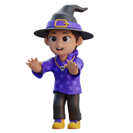 Boy in Wizard Costume  3D Illustration