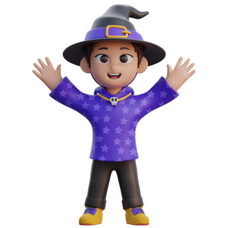 Boy in Wizard Costume  3D Illustration