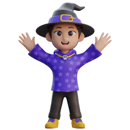 Boy in Wizard Costume  3D Illustration