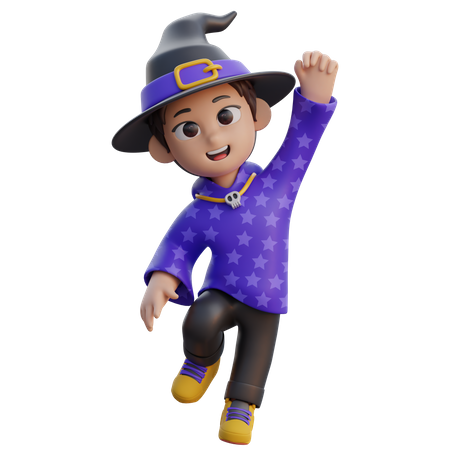Boy in Wizard Costume celebrate  3D Icon