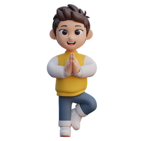 Boy is Doing Yoga  3D Icon
