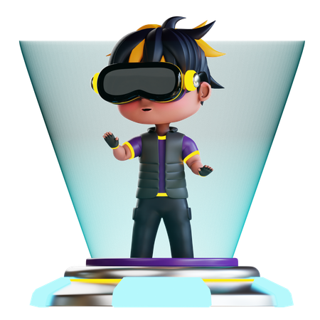 Boy Is Experiencing Metaverse World  3D Illustration