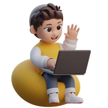 Boy is giving online presentation  3D Icon