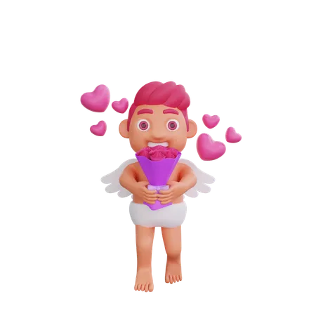 3 D Cute Cupid Character Valentines Day Theme 3D Illustration