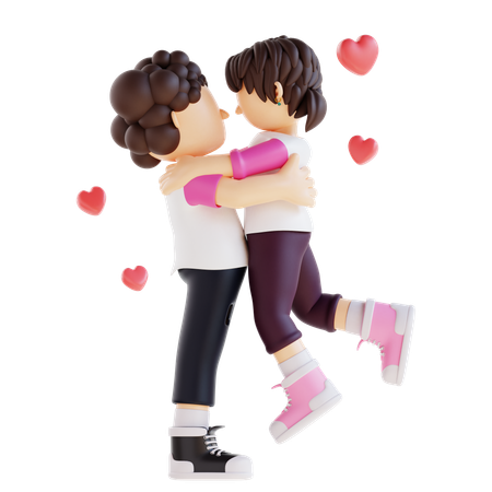 Boy Is Lifting Girl  3D Icon