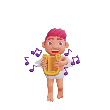 3 D Cute Cupid Character Valentines Day Theme 3D Illustration