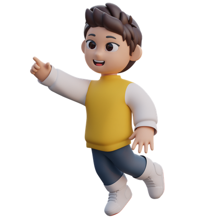 Boy is pointing towards direction  3D Illustration