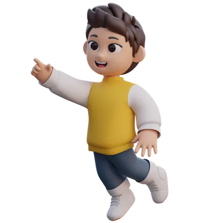 Boy is pointing towards direction  3D Illustration