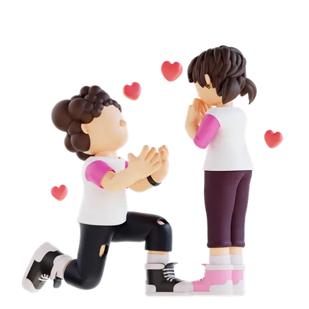 3 D Couple Character Expressing Love Pose 3D Illustration