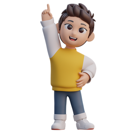 Boy is raising his hand  3D Illustration