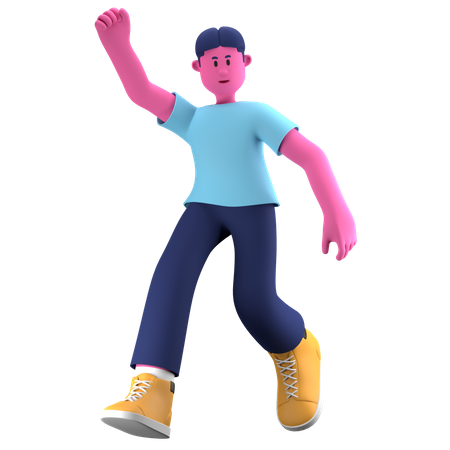 Boy jumping  3D Illustration