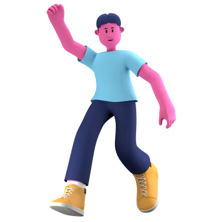 Boy jumping  3D Illustration