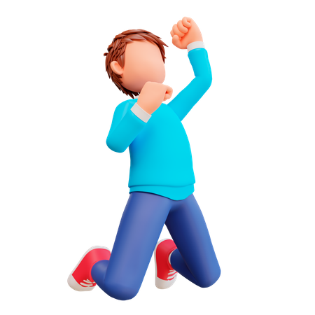 Boy jumping  3D Illustration