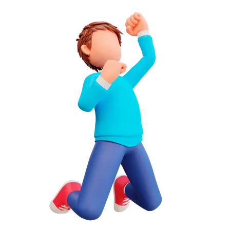 Boy jumping  3D Illustration