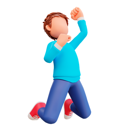 Boy jumping 3D Illustration