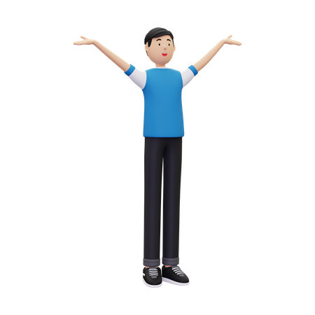 Boy jumping and celebrates success  3D Illustration