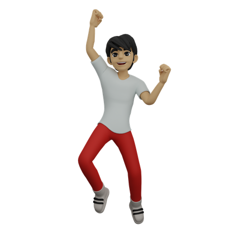 Boy jumping in air  3D Illustration