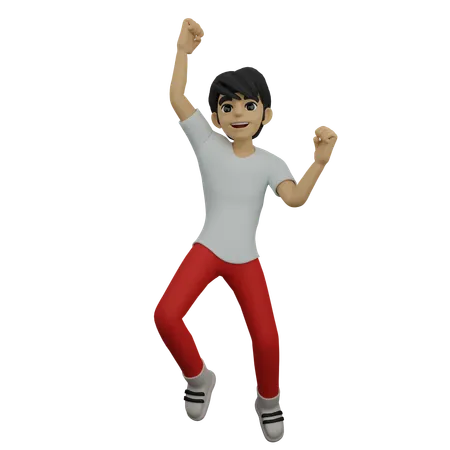 Boy jumping in air  3D Illustration