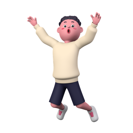 Boy jumping in the air 3D Illustration