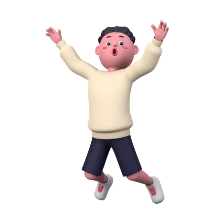 Boy jumping in the air 3D Illustration