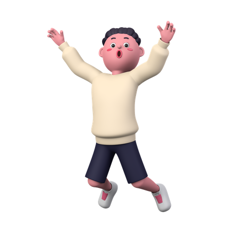 Boy jumping in the air  3D Illustration