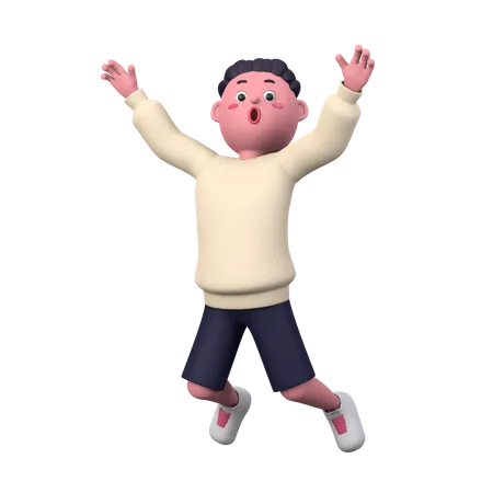 Boy jumping in the air  3D Illustration