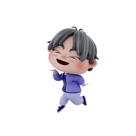 Boy jumping out of joy  3D Icon