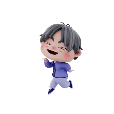 Boy jumping out of joy  3D Illustration