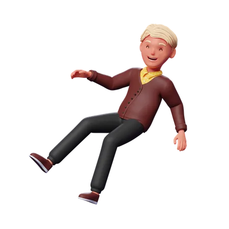 Boy jumping out of joy  3D Illustration