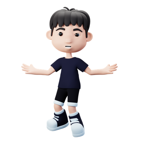 Boy jumping while open hands  3D Illustration