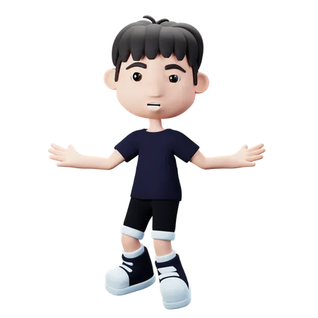 Boy jumping while open hands  3D Illustration