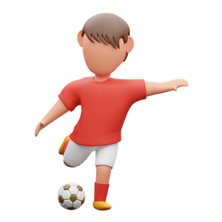 Boy kick the ball  3D Icon