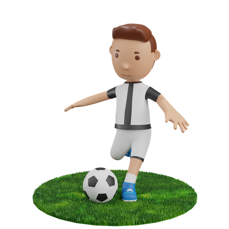 Boy kicking football  3D Icon