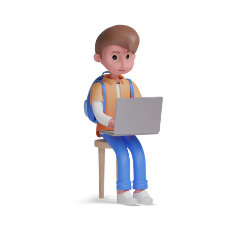 Boy learning  3D Illustration