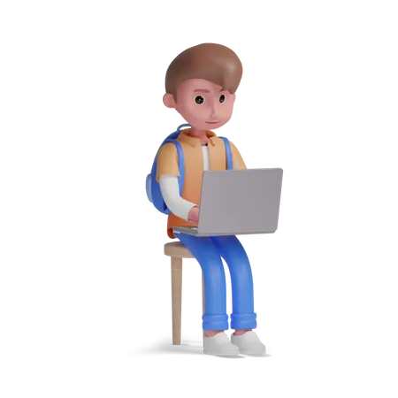 Boy learning  3D Illustration