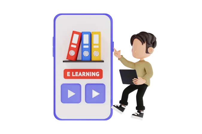 Boy Learning Online  3D Icon