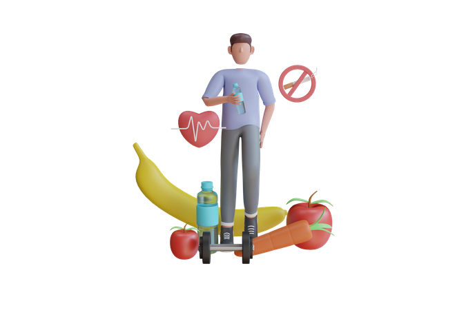 Boy Lifestyle Healthy  3D Illustration