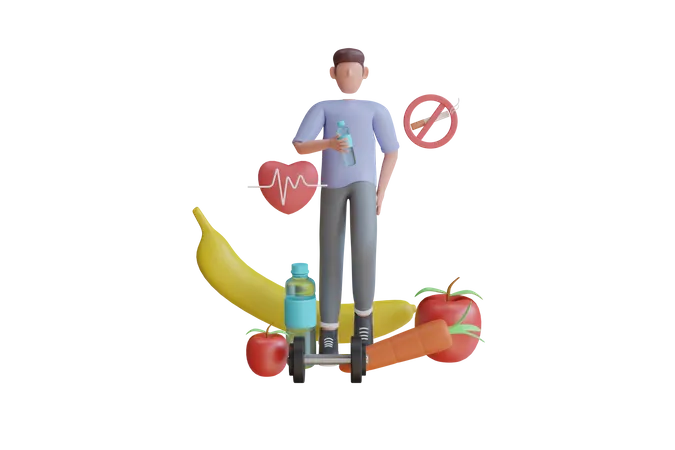 Boy Lifestyle Healthy  3D Illustration