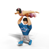 3d boy lifting girl logo