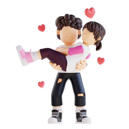 Boy Lifts Up Girl  3D Icon
