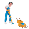mopping floor 3d illustration
