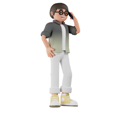 Boy on Call  3D Illustration