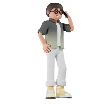 Boy on Call  3D Illustration