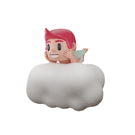 Boy on Lovely cupid 3D Illustration