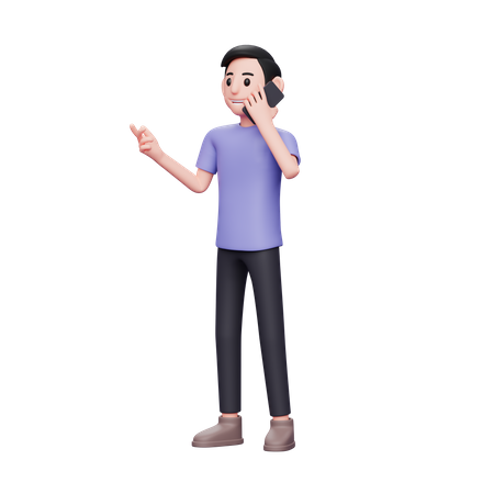 Boy on the phone talking about interesting things with a cell phone in his hand  3D Icon