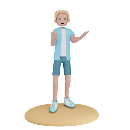 Boy on vacation 3D Illustration