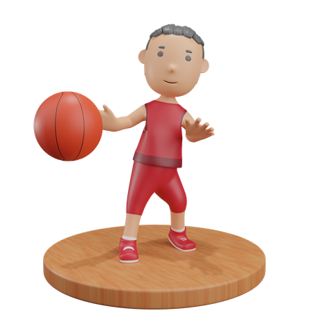 Boy passing basketball 3D Illustration