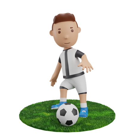 Boy passing football  3D Icon