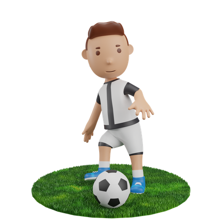 Boy passing football  3D Illustration