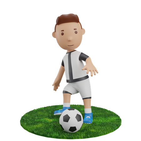 Boy passing football 3D Illustration